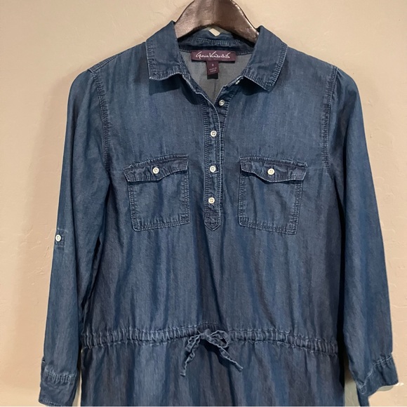 Gloria Vanderbilt Denim Dresse Indigo Chambray Shirt Blouse Dress Womens Sz S - Picture 4 of 11